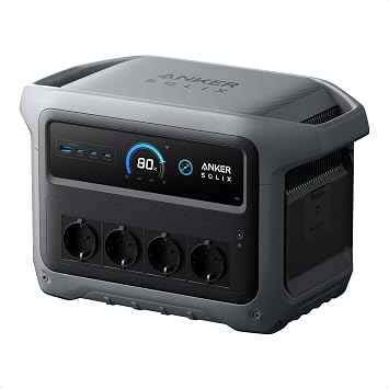 Fotografía técnica oficial de Anker SOLIX C1000 (Gen 2) Estación de Energía Solar 2000W / 1056Wh con Carga Ultra Rápida - Vista frontal con fondo neutro