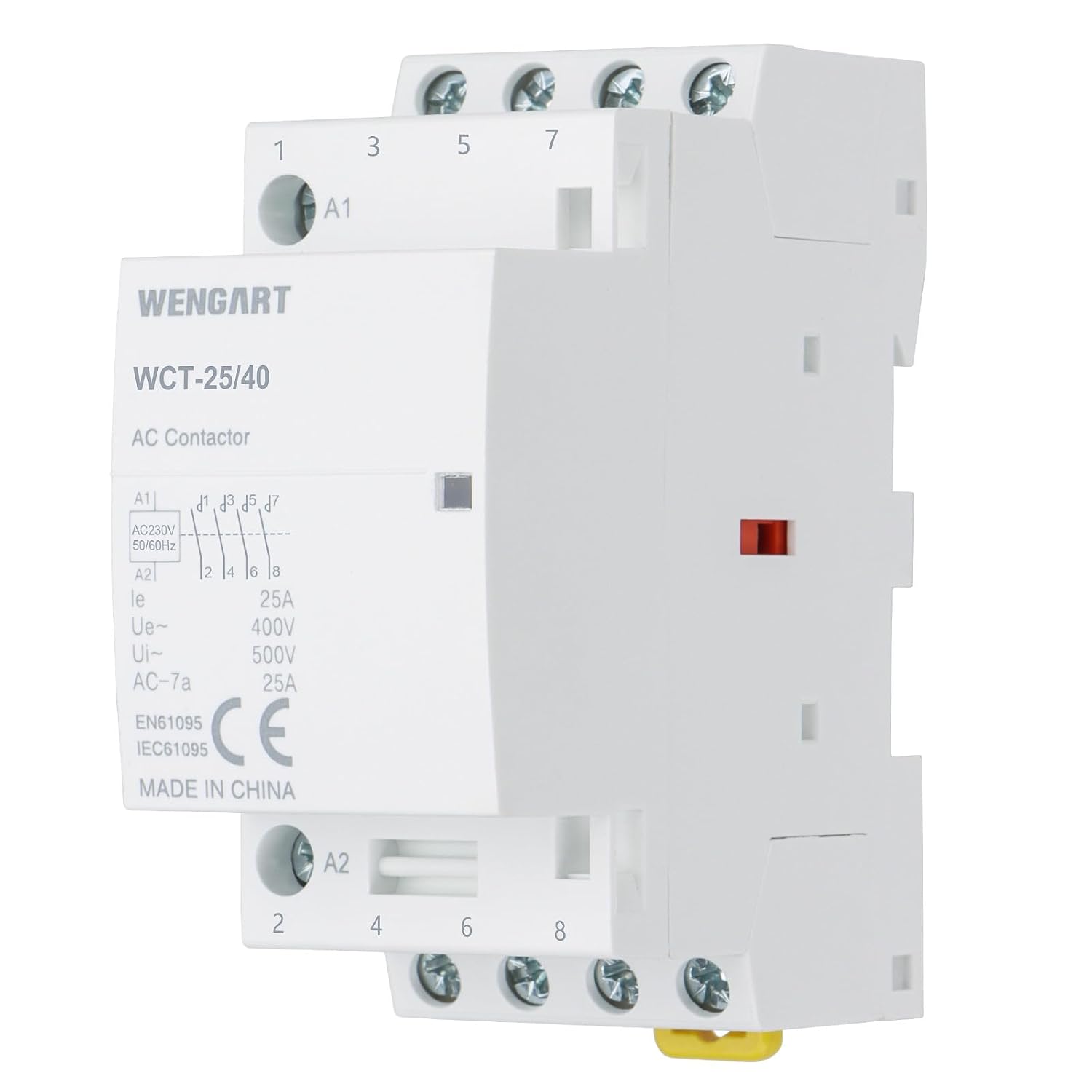 Fotografía técnica oficial de Contactor Modular Silencioso para Carril DIN 2P 25A (Bobina 230V AC) - Vista frontal con fondo neutro
