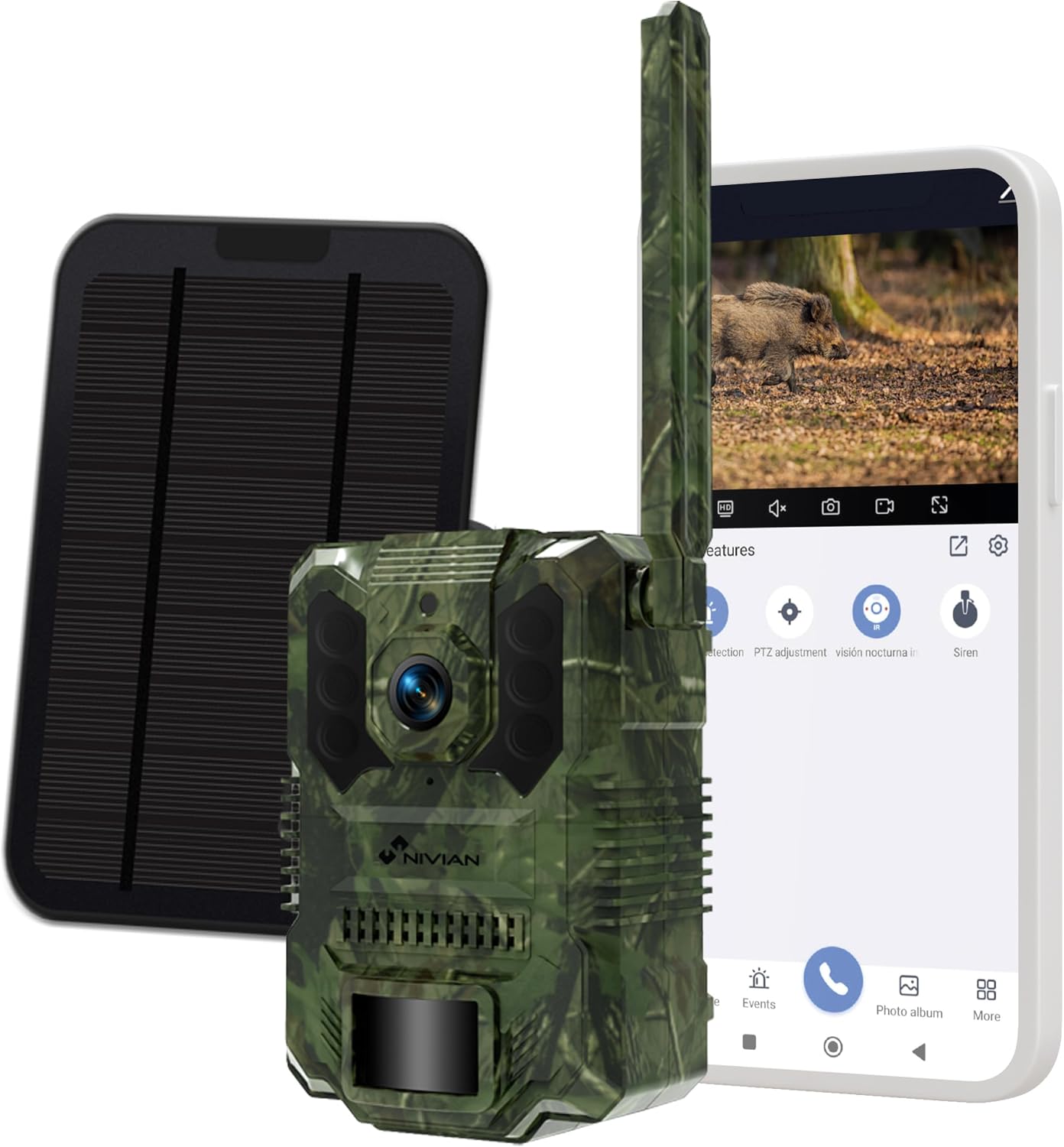 Ver especificaciones técnicas y precio actualizado de Coolife H881 Cámara de Fototrampeo 4K 32MP con Sensor PIR de Triple Zona Fotografía técnica oficial de Coolife H881 Cámara de Fototrampeo 4K 32MP con Sensor PIR de Triple Zona - Vista frontal con fondo neutro