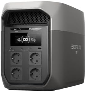Fotografía técnica oficial de EF ECOFLOW DELTA 3 Max Estación de Energía Portátil LiFePO4 2048Wh con Salida 2400W y Respaldo Balcón - Vista frontal con fondo neutro