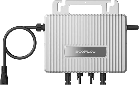 Microinversor solar EcoFlow Stream 800W para balcón con cables planos pasamuros y conectores MC4