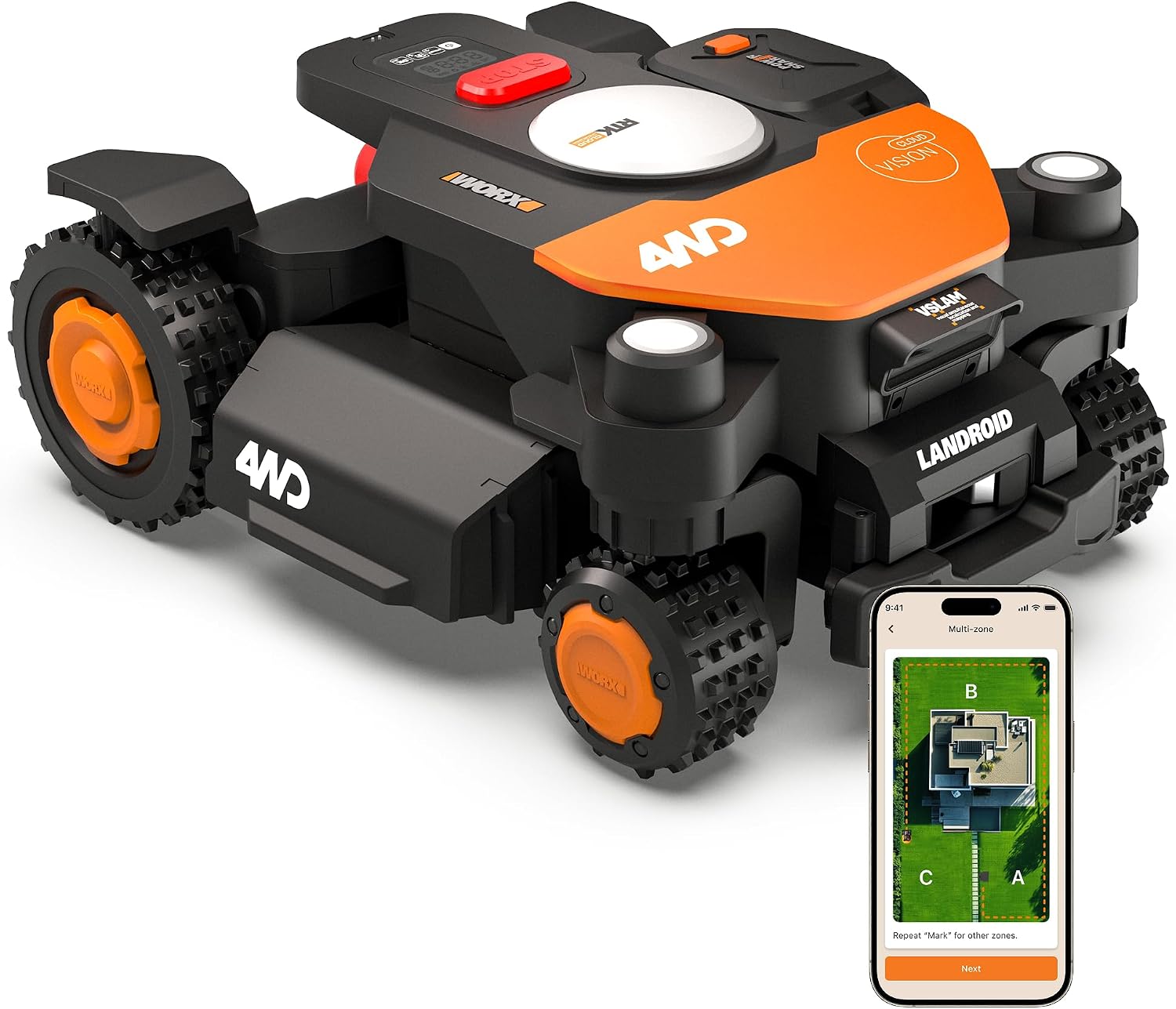 Ver especificaciones técnicas y precio actualizado de ECOVACS GOAT G1 Robot Cortacésped Sin Cables con Navegación por Balizas de Navegación Fotografía técnica oficial de ECOVACS GOAT G1 Robot Cortacésped Sin Cables con Navegación por Balizas de Navegación - Vista frontal con fondo neutro