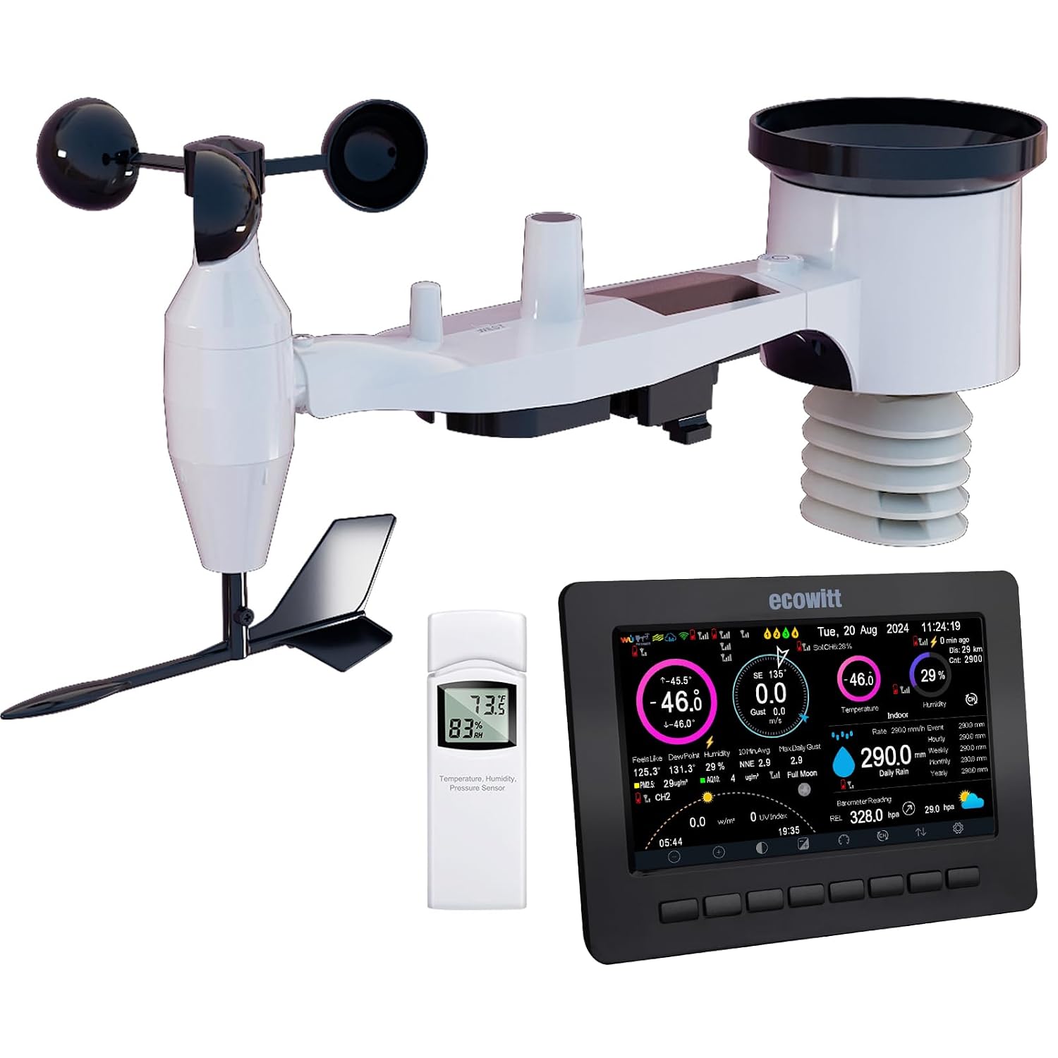 Fotografía técnica oficial de Ecowitt WH51 Sensor de Humedad de Suelo de Alta Precisión Inalámbrico 868MHz - Vista frontal con fondo neutro