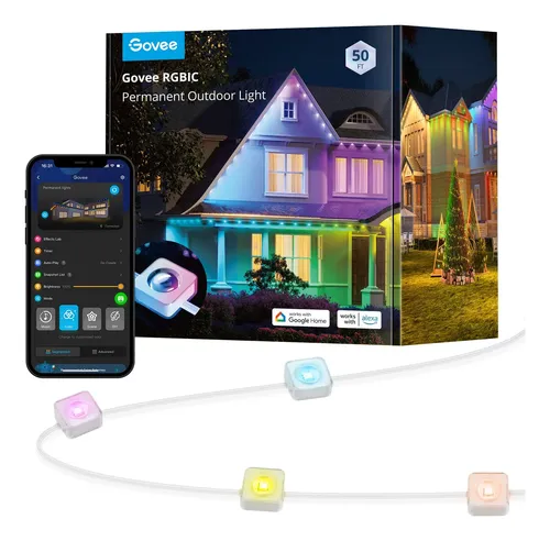 Fotografía técnica oficial de Govee Luces de Suelo Exterior RGBIC IP67 de 15 Metros con Compatibilidad Matter y Música - Vista frontal con fondo neutro