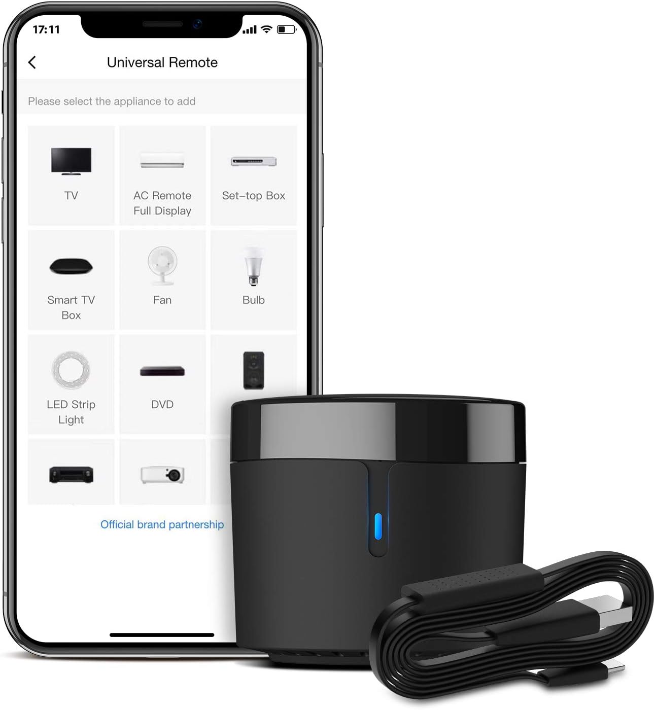Fotografía técnica oficial de Controlador Inteligente de Garaje WiFi con Sensor Inalámbrico de Inclinación - Vista frontal con fondo neutro