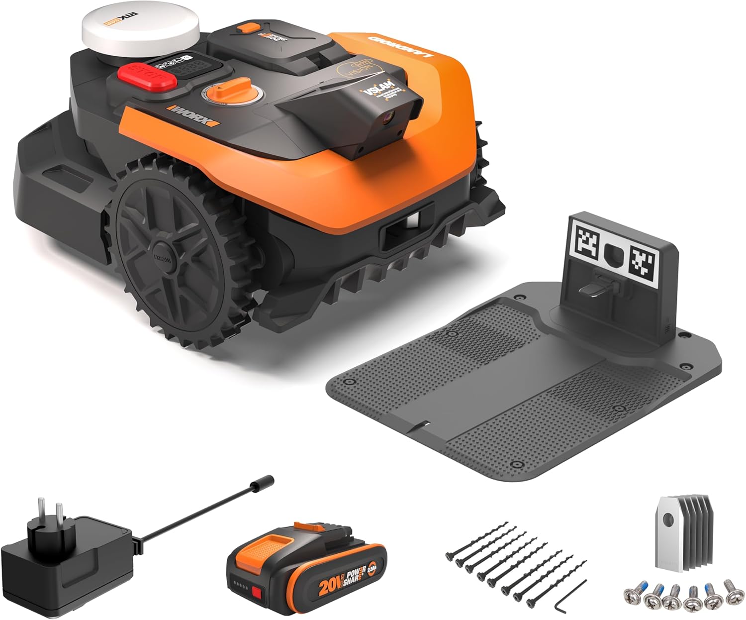 Ver especificaciones técnicas y precio actualizado de Mammotion LUBA 2 AWD 1000 Robot Cortacésped con Tracción Total 4x4 para Pendientes del 80% Fotografía técnica oficial de Mammotion LUBA 2 AWD 1000 Robot Cortacésped con Tracción Total 4x4 para Pendientes del 80% - Vista frontal con fondo neutro