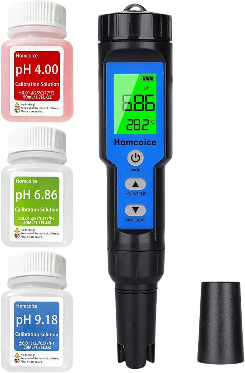 Fotografía técnica oficial de Medidor Digital 4 en 1 pH, TDS, EC y Temperatura con Compensación Automática ATC para Piscinas y Spas - Vista frontal con fondo neutro