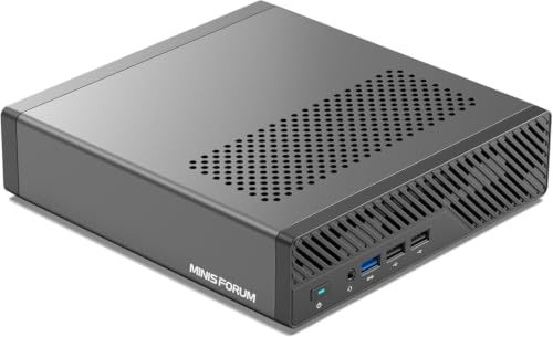 Ver especificaciones técnicas y precio actualizado de MINISFORUM MS-01 Workstation Mini PC Intel Core i9-13900H (Ranura PCIe x16, Dual 10G SFP+) Fotografía técnica oficial de MINISFORUM MS-01 Workstation Mini PC Intel Core i9-13900H (Ranura PCIe x16, Dual 10G SFP+) - Vista frontal con fondo neutro