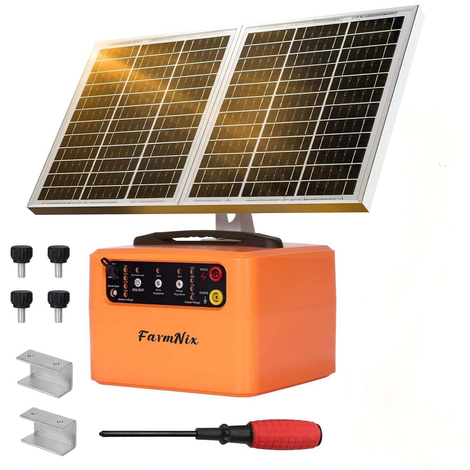 Fotografía técnica oficial de Kerbl Titan B250 Pastor Eléctrico Solar para Cercados Ganaderos y Cinegéticos - Vista frontal con fondo neutro