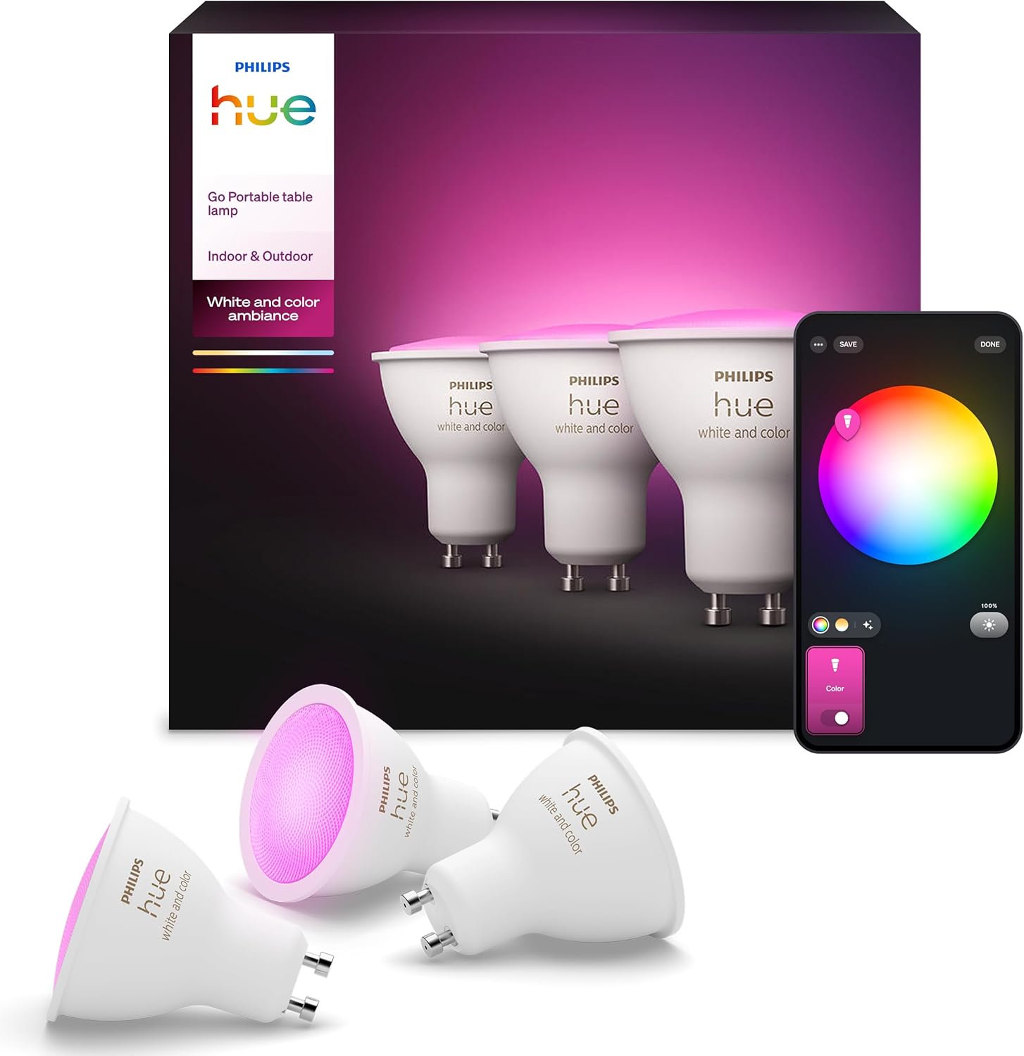 Fotografía técnica oficial de Philips Hue Bridge Puente de Conexión Inteligente con Soporte Oficial Matter - Vista frontal con fondo neutro