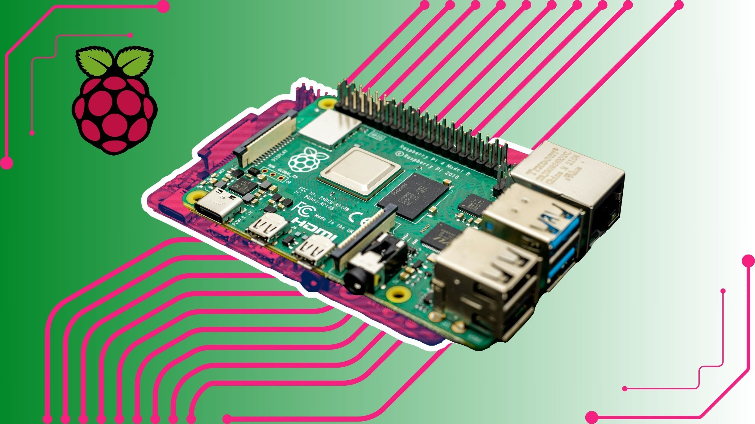 Fotografía técnica oficial de Raspberry Pi 5 Placa Base 8GB RAM (Broadcom BCM2712 Quad-Core Cortex-A76 @ 2.4GHz, Interfaz PCIe 2.0, Doble 4K HDMI) - Vista frontal con fondo neutro