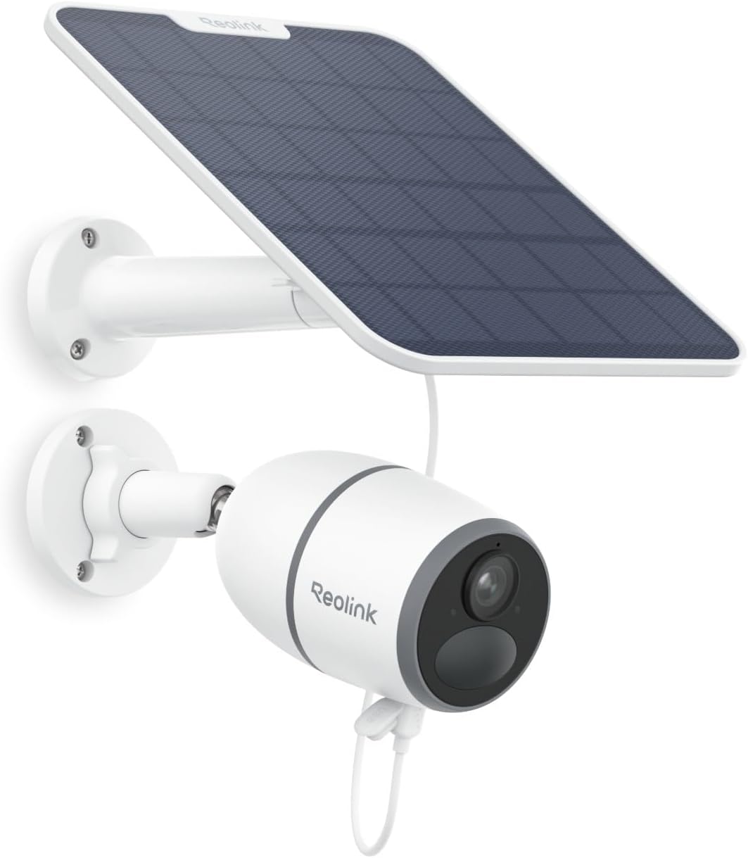 Ver especificaciones técnicas y precio actualizado de Reolink Go Plus Cámara 4G Solar 2K 4MP con Detección PIR de Fauna y Fincas Fotografía técnica oficial de Reolink Go Plus Cámara 4G Solar 2K 4MP con Detección PIR de Fauna y Fincas - Vista frontal con fondo neutro