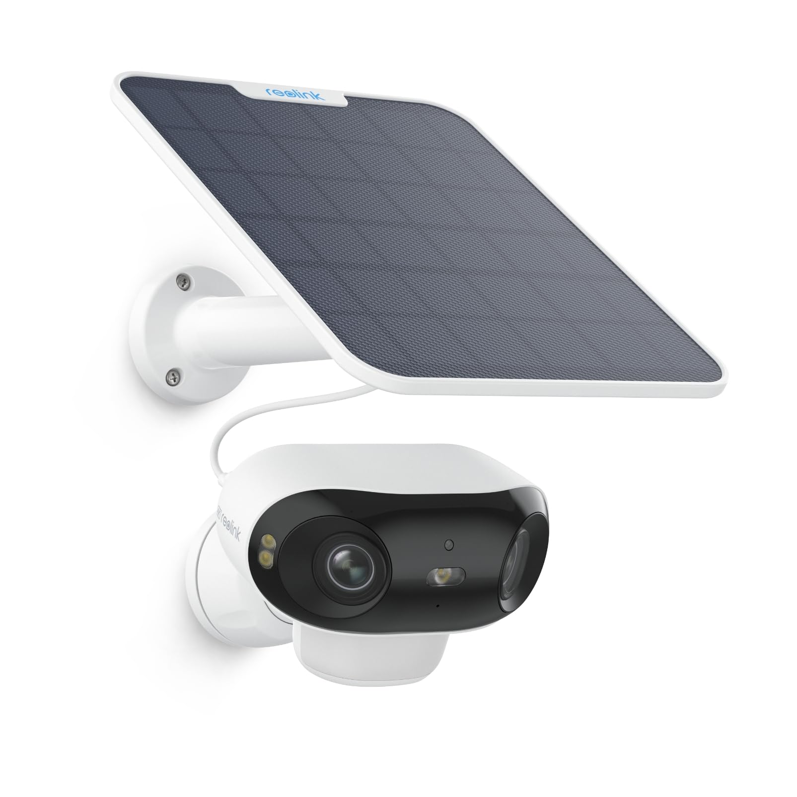 Ver especificaciones técnicas y precio actualizado de Reolink Argus 4 Pro Cámara Solar 4K con Doble Lente Panorámica 180° Fotografía técnica oficial de Reolink Argus 4 Pro Cámara Solar 4K con Doble Lente Panorámica 180° - Vista frontal con fondo neutro