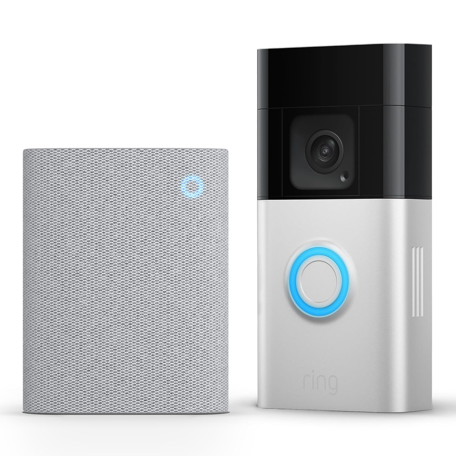 Fotografía técnica oficial de Ring Battery Video Doorbell Plus con Vídeo HD de 1536p y Batería Extraíble - Vista frontal con fondo neutro