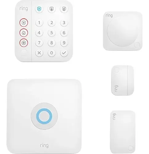 Fotografía técnica oficial de Ring Alarm Kit de Seguridad de 5 Piezas (2ª Gen) con Sirena de 104 dB y Teclado - Vista frontal con fondo neutro
