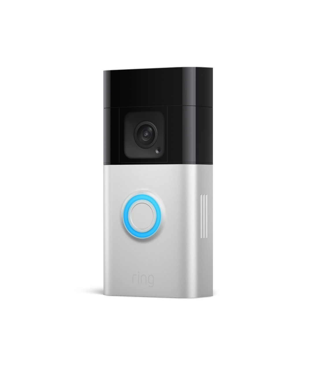 Fotografía técnica oficial de Ring Battery Video Doorbell Plus con Vídeo de Cuerpo Entero HD 1536p - Vista frontal con fondo neutro