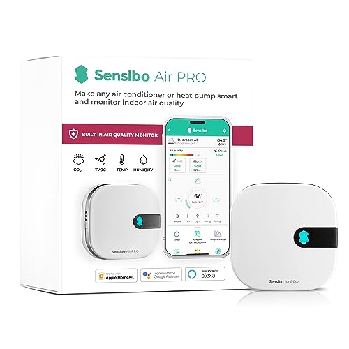 Fotografía técnica oficial de Sensibo Air PRO Controlador de Aire Acondicionado con Sensor Calidad del Aire - Vista frontal con fondo neutro
