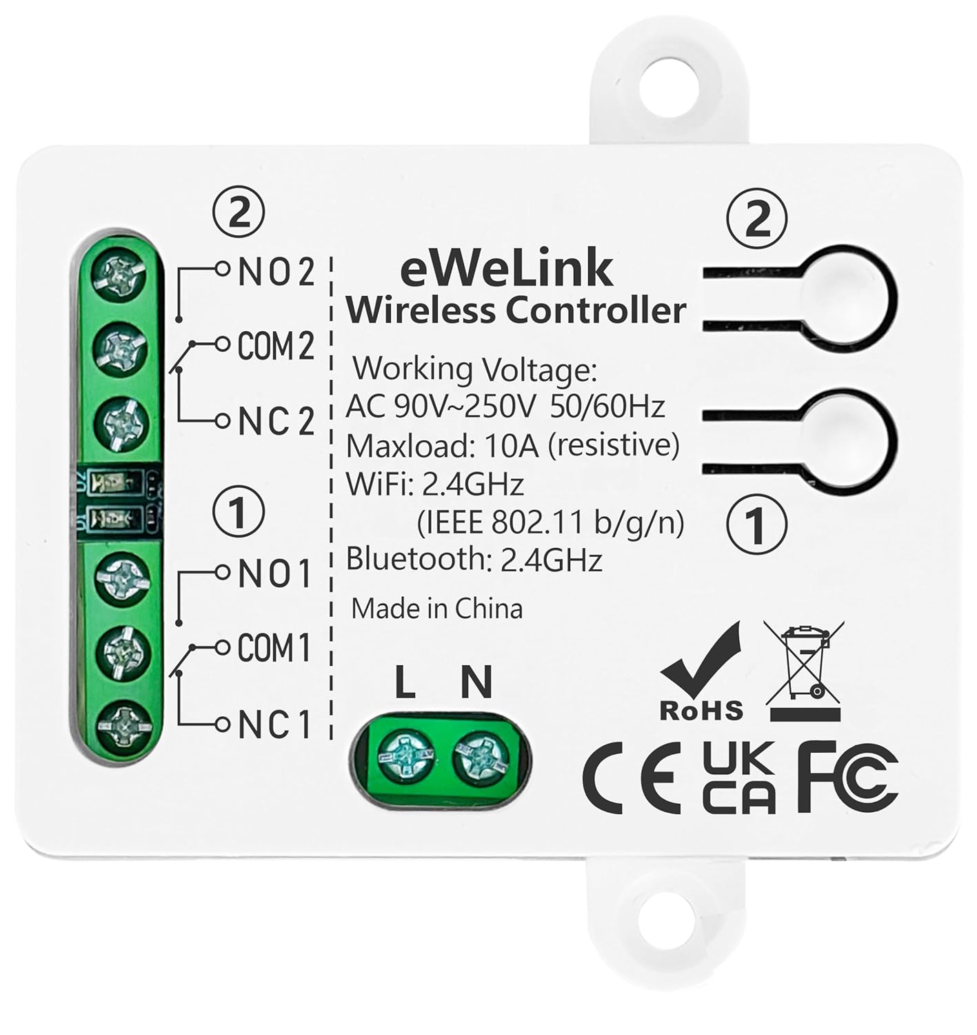 Fotografía técnica oficial de Shelly Plus 1 Relé WiFi con Contacto Seco para Automatización Inteligente de Garaje - Vista frontal con fondo neutro