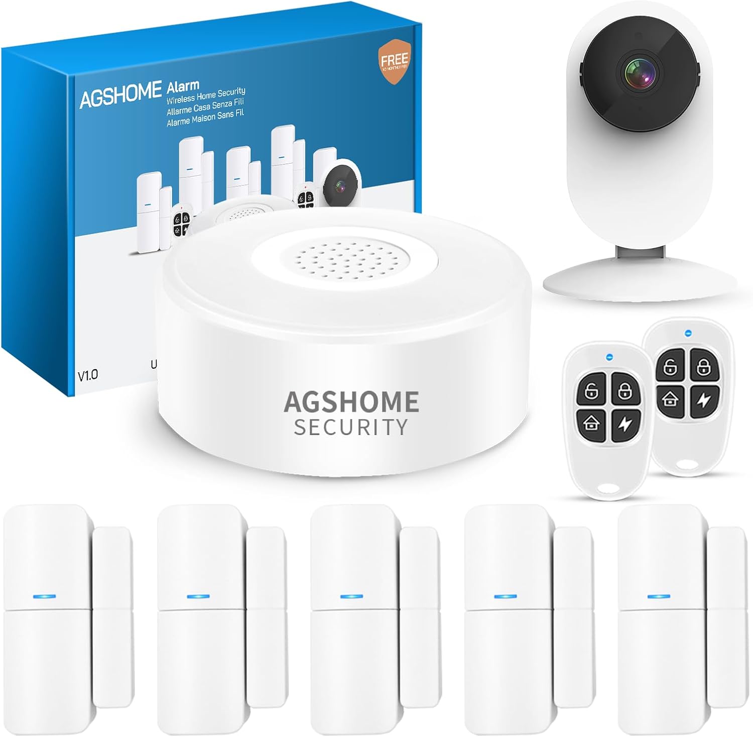 Fotografía técnica oficial de Somfy Home Alarm Plus Sistema Antirrobo con Sirena Exterior y Sensores IntelliTAG - Vista frontal con fondo neutro