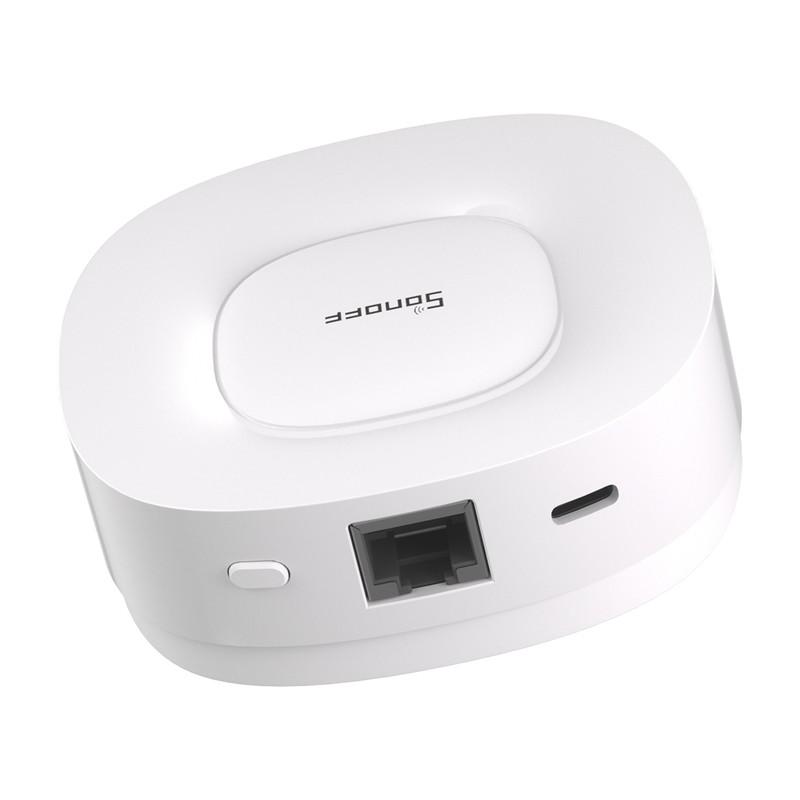 Fotografía técnica oficial de SONOFF ZBBridge-U Hub Domótico Zigbee 3.0 & Matter Bridge con Puerto Ethernet RJ45 - Vista frontal con fondo neutro