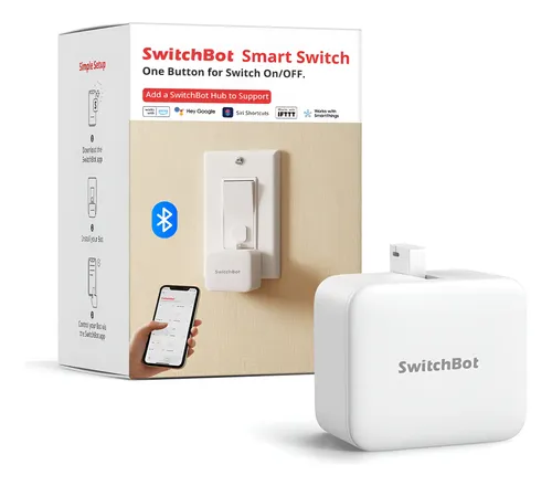 Fotografía técnica oficial de SwitchBot Bot Pulsador Mecánico Inteligente para Interruptores, Botones y Electrodomésticos - Vista frontal con fondo neutro