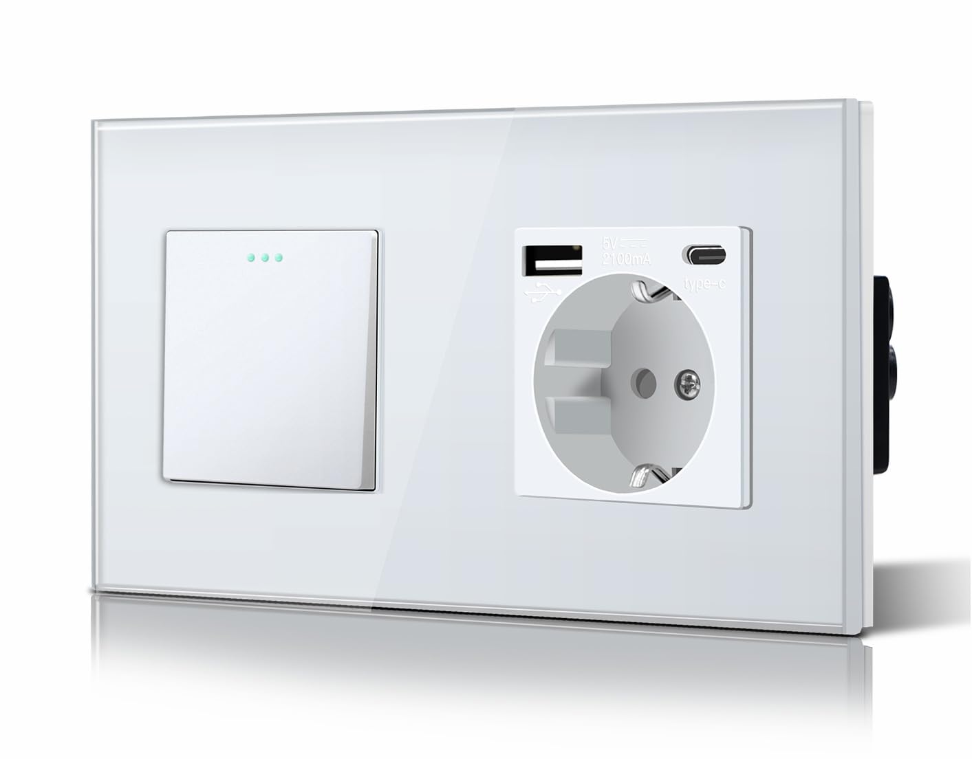 Fotografía técnica oficial de TP-Link Tapo S210 Interruptor Inteligente 1 Vía Sin Cable Neutro con Pilas AAA - Vista frontal con fondo neutro