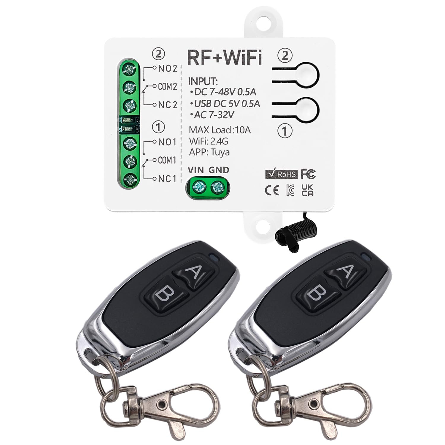 Ver especificaciones técnicas y precio actualizado de Tuya Transmisor WiFi para Sensores de Contacto Seco y Cancelas de Garaje Fotografía técnica oficial de Tuya Transmisor WiFi para Sensores de Contacto Seco y Cancelas de Garaje - Vista frontal con fondo neutro