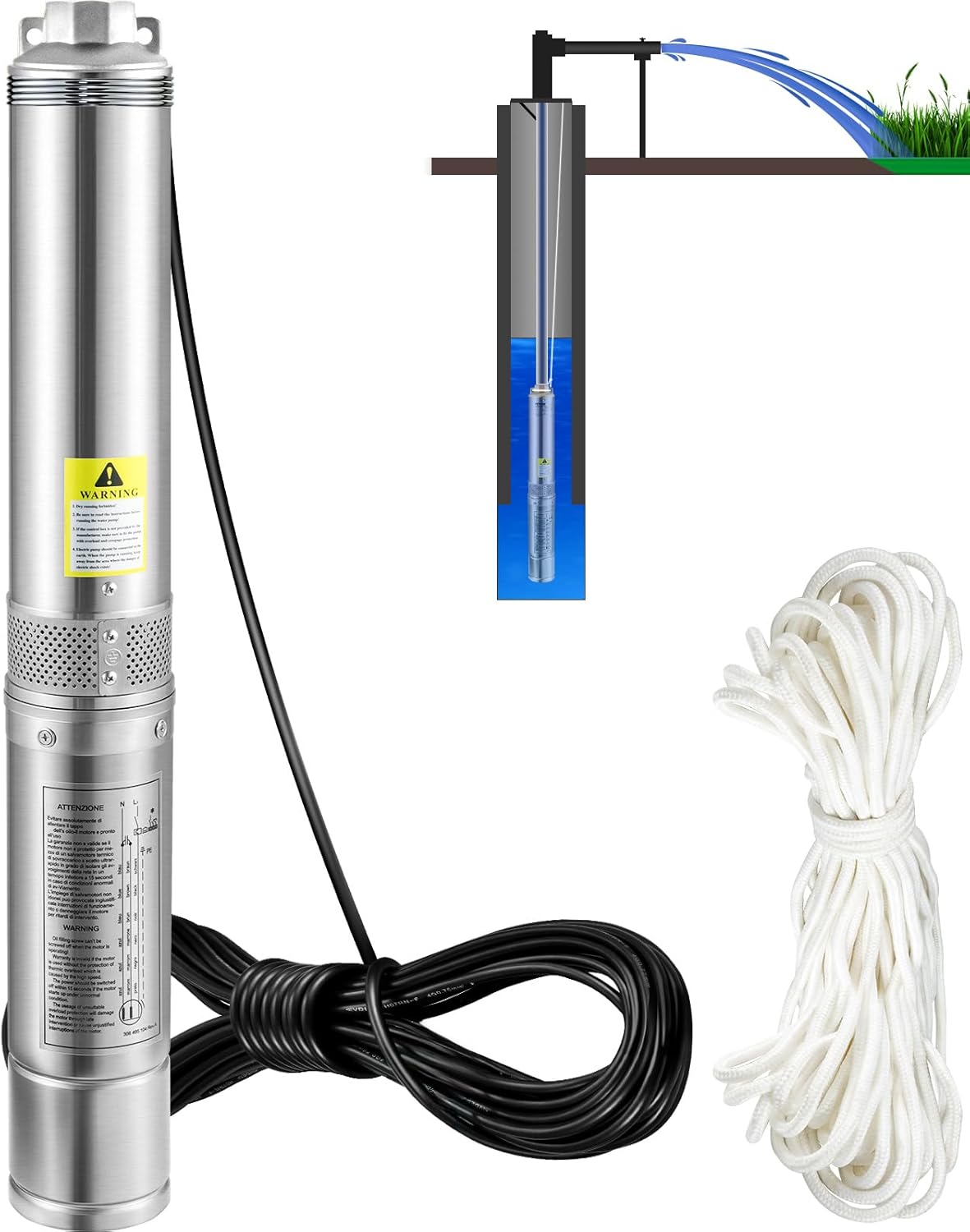 VEVOR Bomba Sumergible de Pozo 750W 1CV en Amazon.es