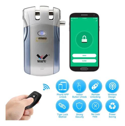 Ver especificaciones técnicas y precio actualizado de Wafu HF-018 Cerradura de Seguridad Invisible Anti-Intrusión con 4 Mandos a Distancia y Bluetooth Fotografía técnica oficial de Wafu HF-018 Cerradura de Seguridad Invisible Anti-Intrusión con 4 Mandos a Distancia y Bluetooth - Vista frontal con fondo neutro