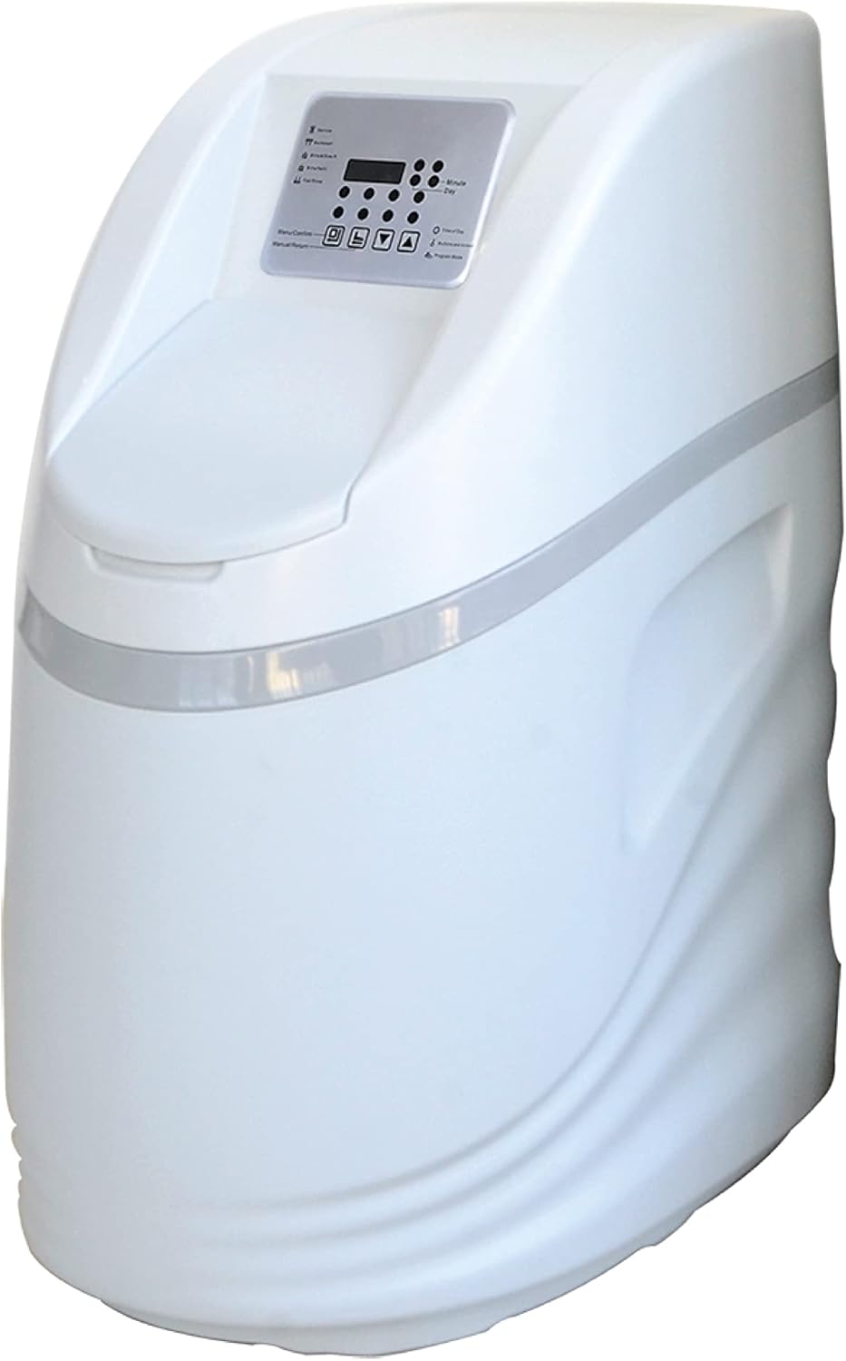 Fotografía técnica oficial de Water2Buy W2B800 Descalcificador de Agua Automático con Medición Digital de Consumo - Vista frontal con fondo neutro