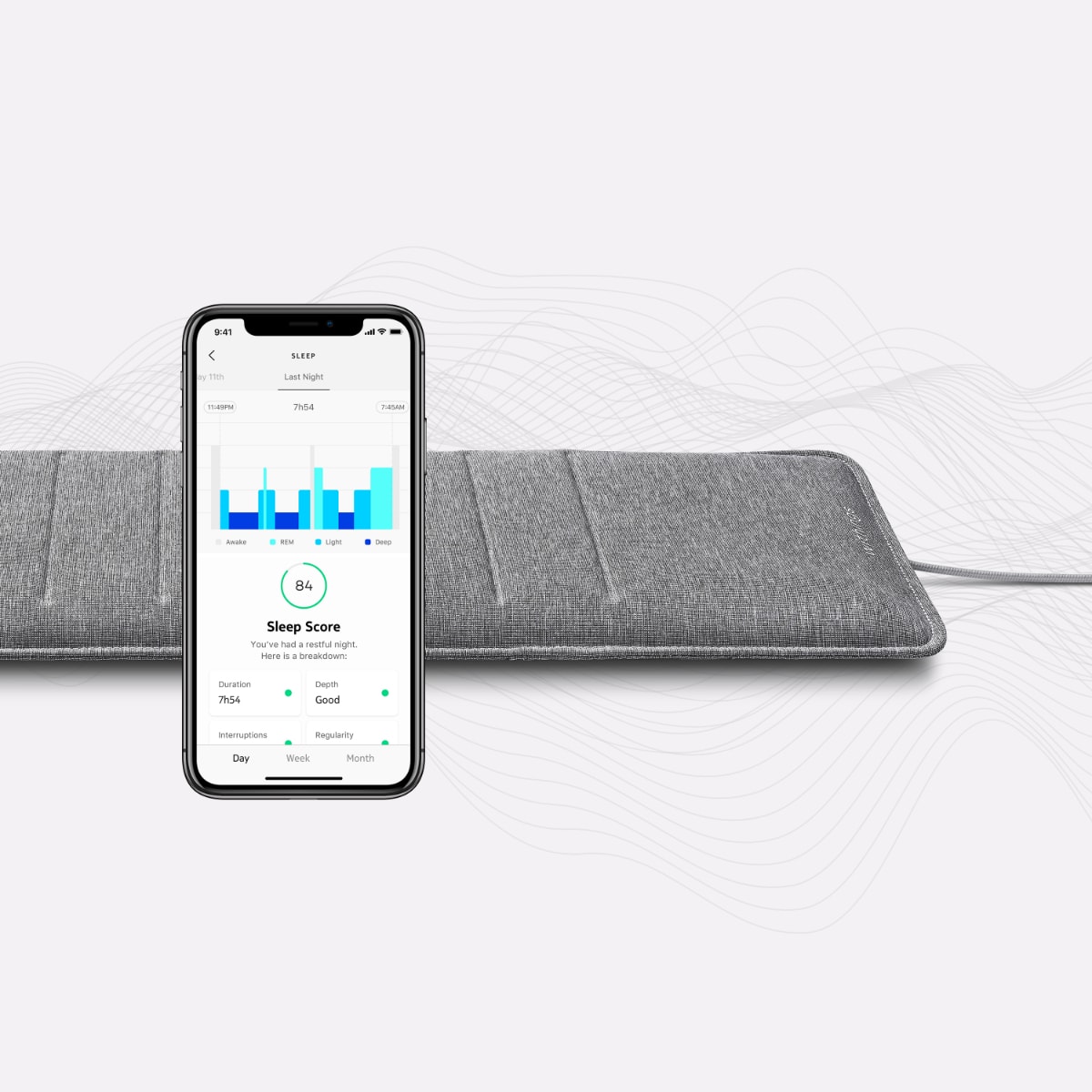 Ver especificaciones técnicas y precio actualizado de Withings Sleep Analyzer Colchoneta de Análisis del Sueño con Detección Médica de Apnea Fotografía técnica oficial de Withings Sleep Analyzer Colchoneta de Análisis del Sueño con Detección Médica de Apnea - Vista frontal con fondo neutro