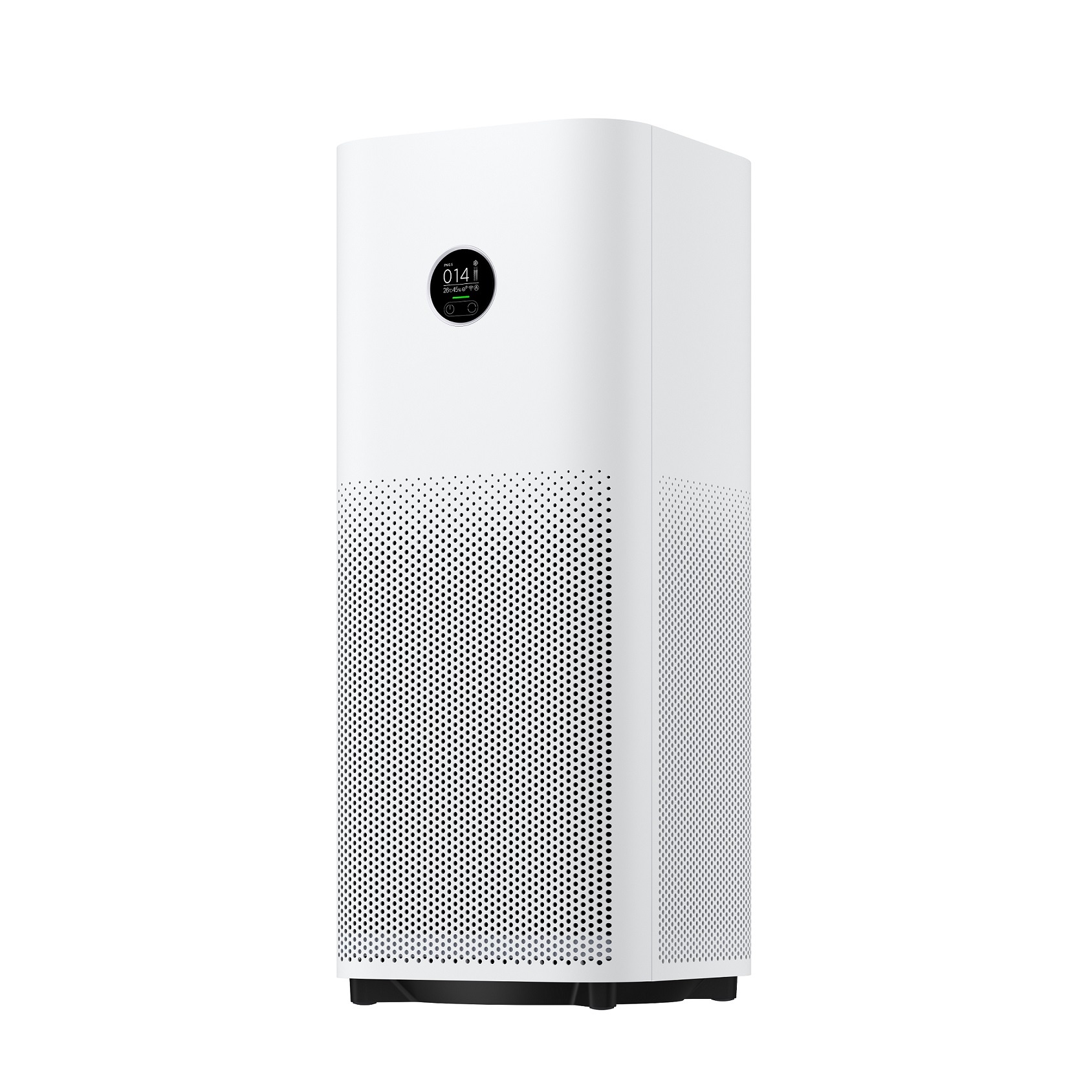 Fotografía técnica oficial de Xiaomi Smart Air Purifier 4 Pro Purificador de Aire de Alto Rendimiento con Pantalla OLED y Filtro 3 en 1 - Vista frontal con fondo neutro