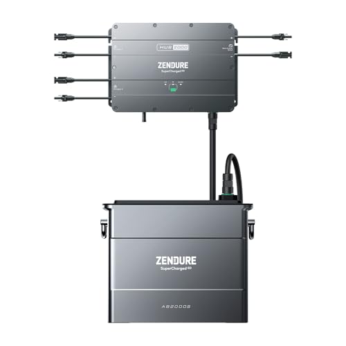 Fotografía técnica oficial de Zendure SolarFlow Kit Balcón HUB 2000 con Batería LiFePO4 AB2000X 1920Wh, Entrada Solar 1800W, Salida 1200W, IP65 - Vista frontal con fondo neutro